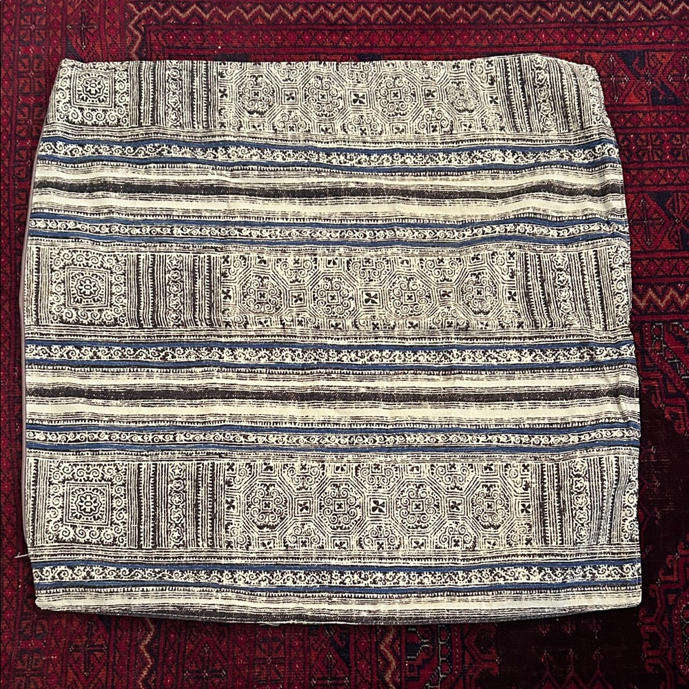 Cisco Blue and Cream Patterned Pillow purchased at ABC Home in NYC